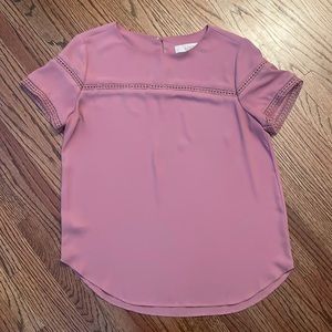 LOFT Dusty Pink Short Sleeve Detail Blouse Size XS